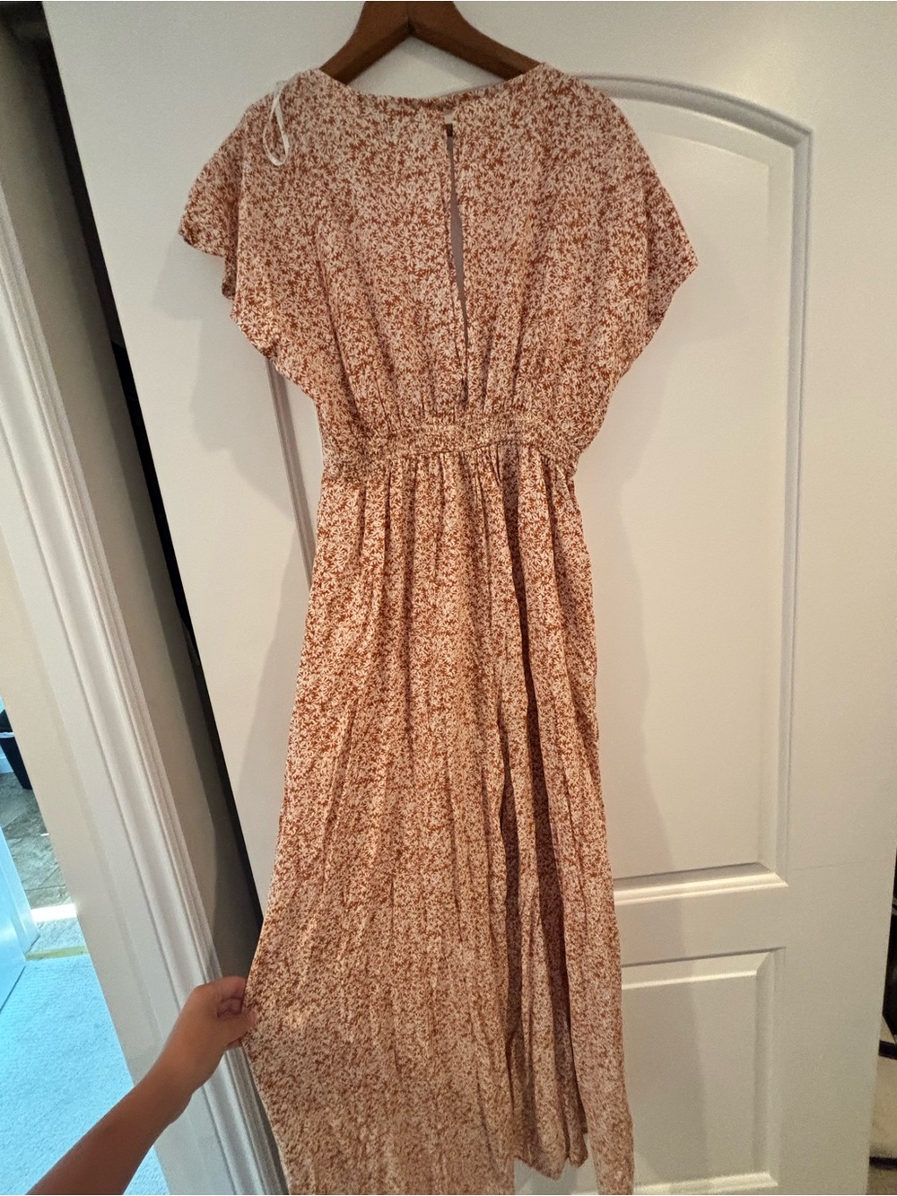 Lulu's Rust Floral Smocked Maxi Dress